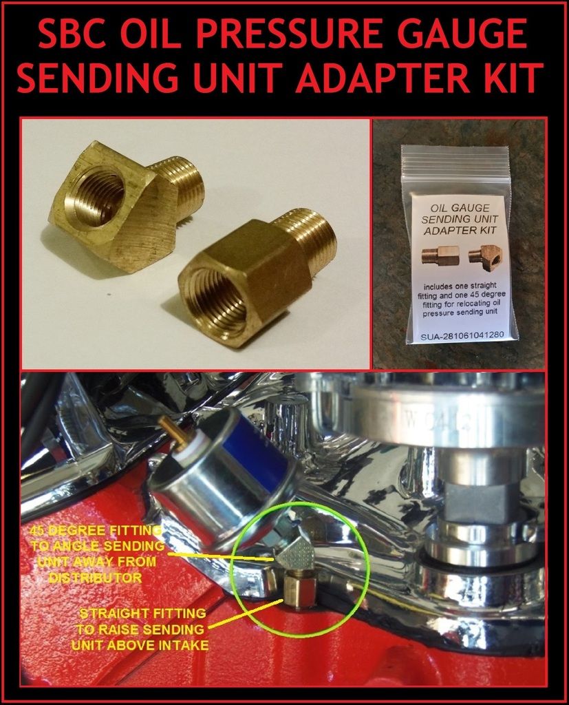 SBC OIL PRESSURE GAUGE SENDING UNIT FITTINGS / ADAPTER KIT TO CLEAR