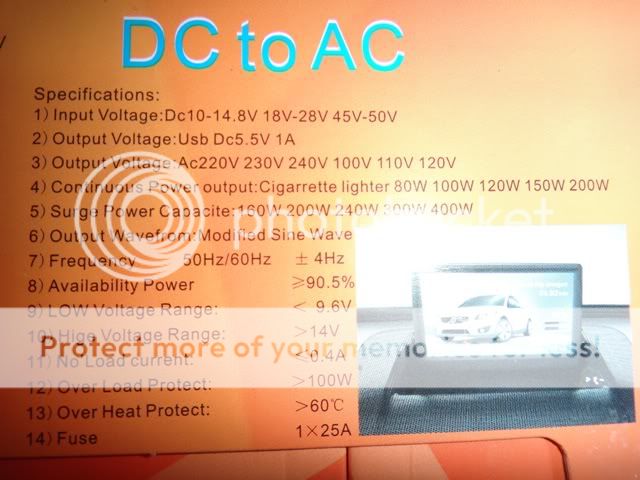 100W DC 12V to AC 220V CAR POWER INVERTER USB Port PLUG  