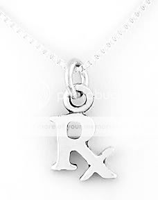 SILVER RX PHARMACIST SYMBOL PENDANT W/BOX CHAIN SET  