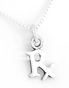 SILVER RX PHARMACIST SYMBOL PENDANT W/BOX CHAIN SET  