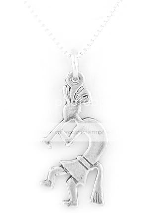 SILVER KOKOPELLI FERTILITY GOD CHARM WTIH BOX CHAIN 18  