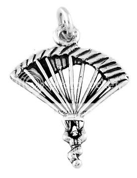 SILVER PARACHUTE PARA SAILER CHARM WITH ONE SPLIT RING  