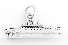 STERLING SILVER 925 3D TITANIC SHIP CHARM/PENDANT  