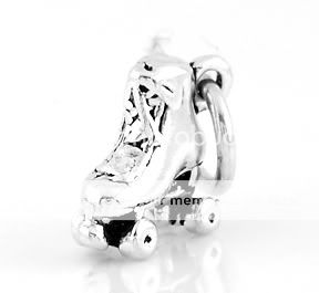 SILVER 3D SMALL ROLLER SKATE CHARM WITH SPLIT RING  