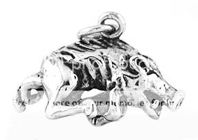 NEW STERLING SILVER 925 RAZORBACK HOG 3D CHARM/PENDANT  