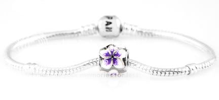 AUTHENTIC ZABLE STERLING SILVER 925 PURPLE ENAMEL PLUMERIA BEAD  