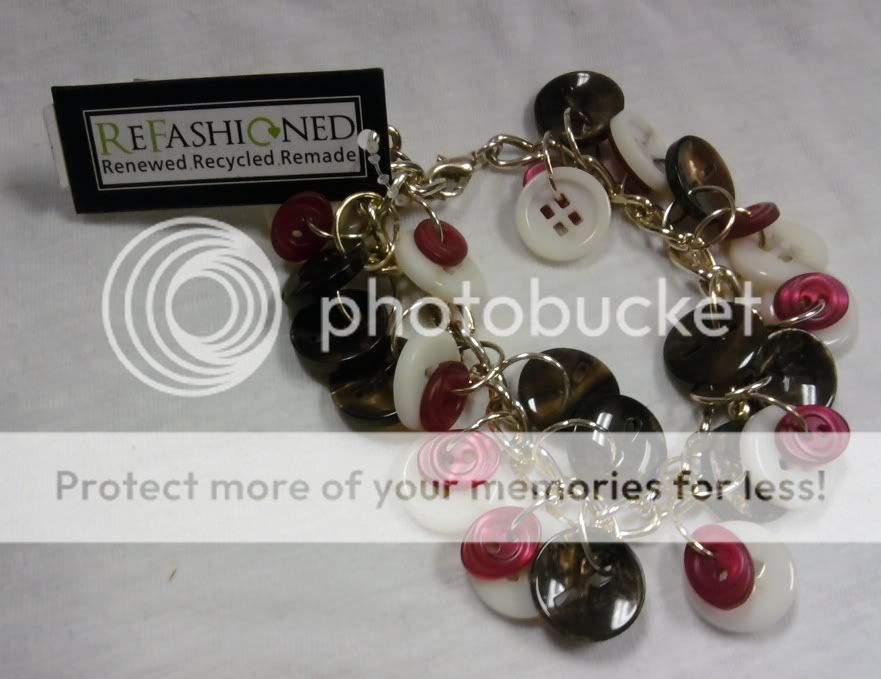 Refashioned Recycled Renewable Dangle Button Bracelets