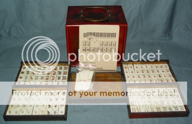 144 Bamboo & ox Bone Tiles Mahjong Set And Wooden Box  